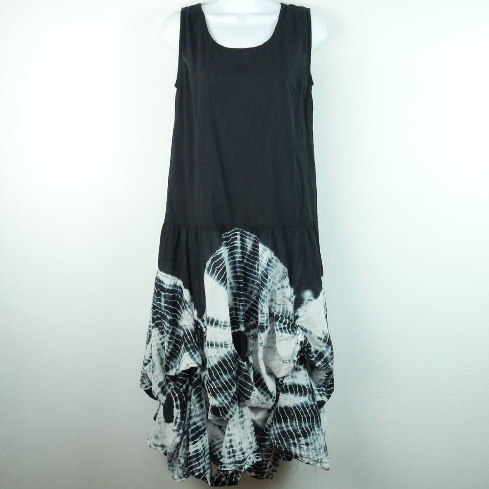 Vintage Y2K Maxi Dress Lagenlook Gathered Hem Fairy Grunge Die Dye Boho M Artsy